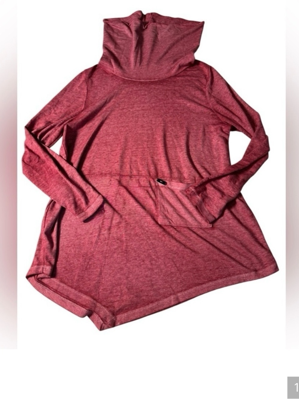 Soft Surroundings Petite Small Long Tunic Top Red Cowl Neck Pocket